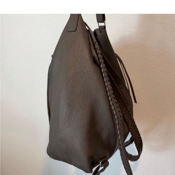ALLSAINTS Tote Bag Backpack Brown Taupe Leather Whipstitch Straps Pre❤️ - Picture 8 of 14